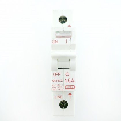 MEM Delta AB16S2 M6 16A 16 Amp MCB Circuit Breaker Type 2